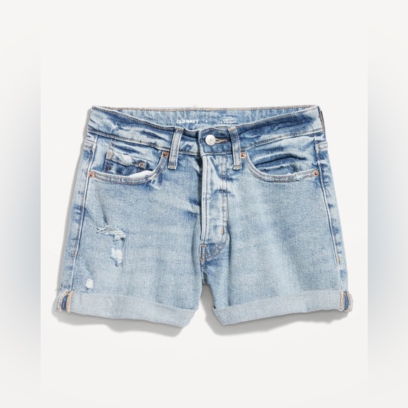 Old Navy Curvy High-Waisted OG Straight Ripped Jean Shorts 18 - Picture 1 of 6